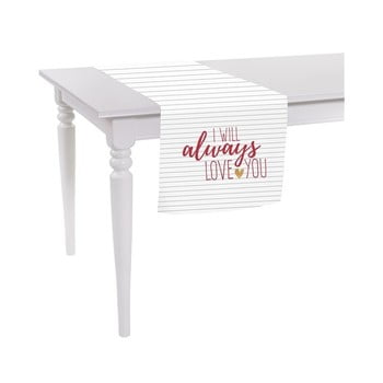 Față de masă îngustă apolena always love you, 40 x 140 cm, alb