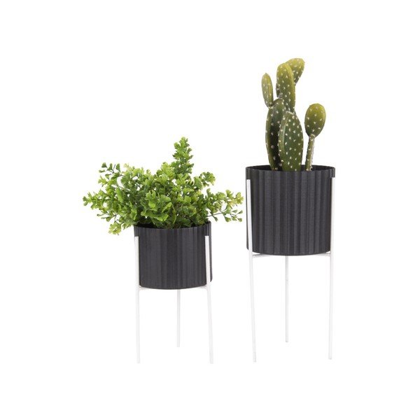Sada 2 černých železných stojanů na květináč PT LIVING
