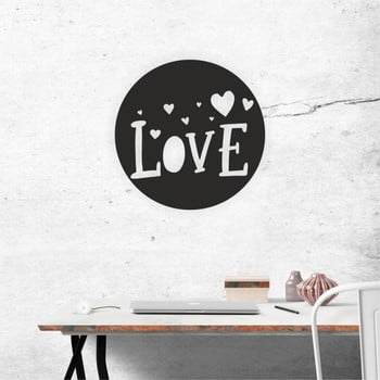 Decorațiune autoadeziva pentru perete, negru, North Carolina Scandinavian Home Decors Love V3, ⌀ 40 cm