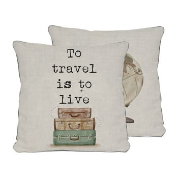 Față de pernă reversibilă really nice things travel life, 45 x 45 cm