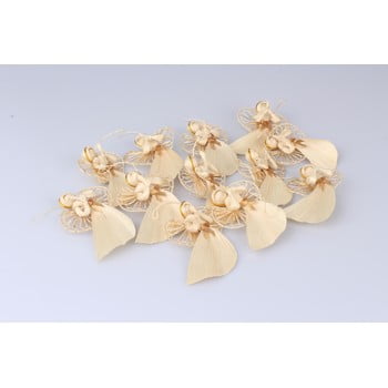 Set 12 decorațiuni suspendate din paie dakls lucie, lungime 10 cm, formă înger