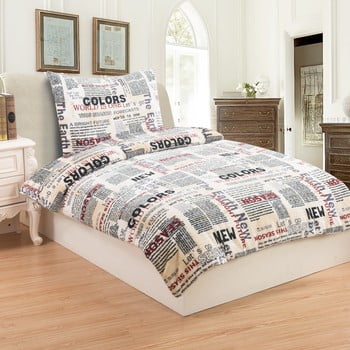 Lenjerie de pat din micropluș My House Newspaper, 140x 200 cm