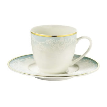 Set 6 cești din porțelan pentru cafea cu farfurie kutahya africa, 50 ml