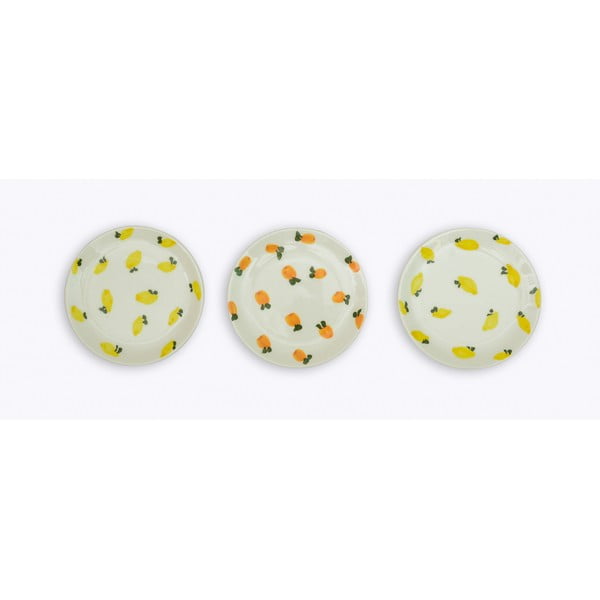 Sada 3 dezertních keramických talířů Madre Selva Lemons and Oranges, ø 18 cm