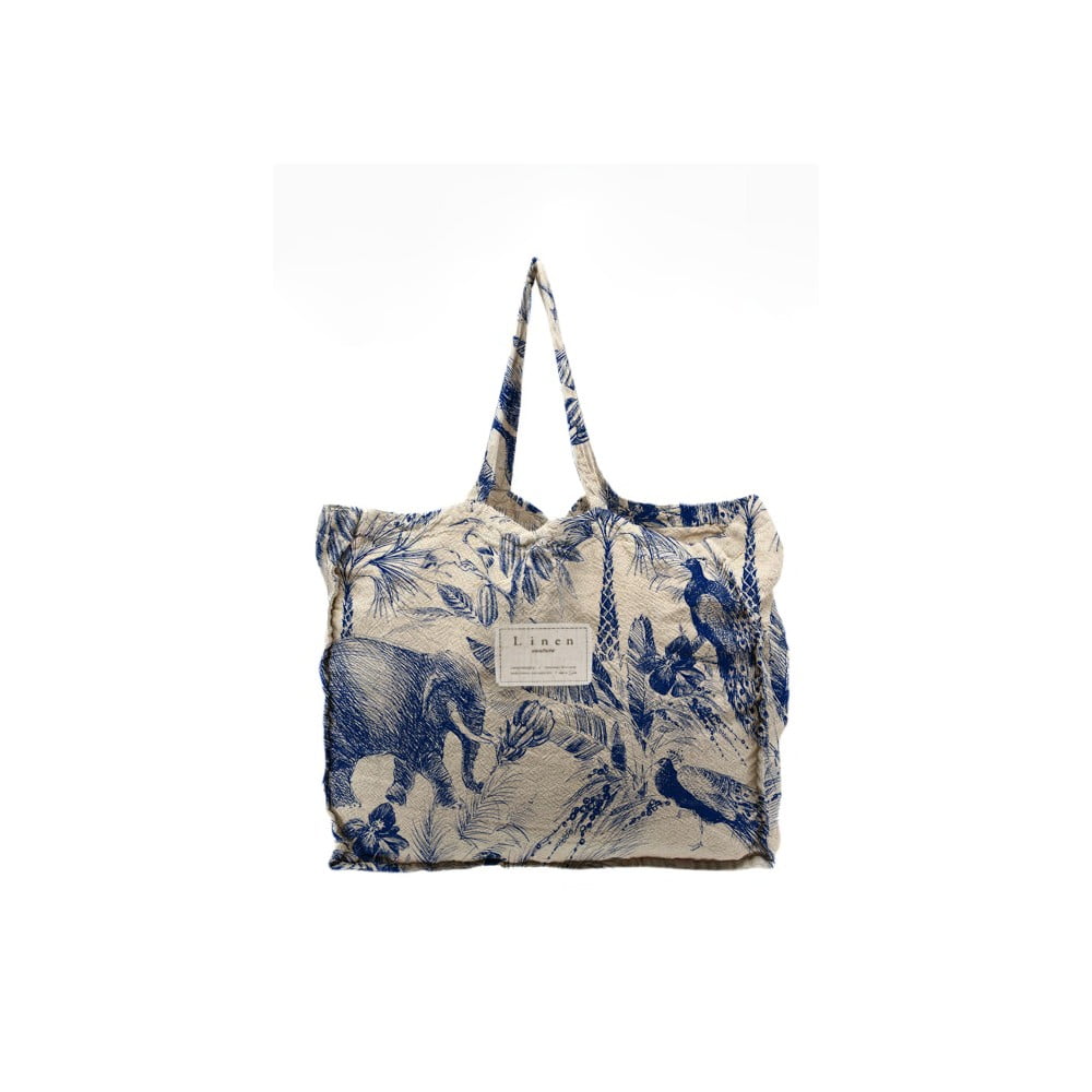 Modro-bílá látková nákupní taška Surdic Safari