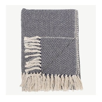 Cuvertură din bumbac bloomingville throw, 130 x 160 cm, albastru