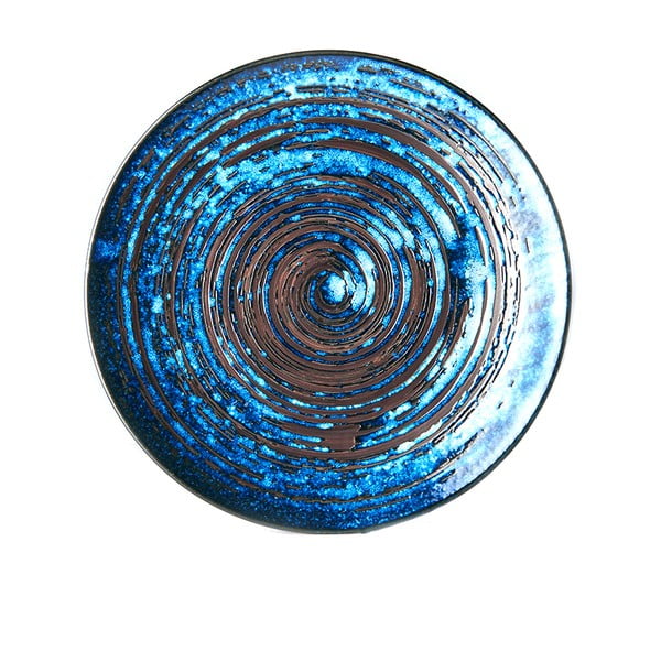 Modrý keramický talíř MIJ Copper Swirl, ø 29 cm