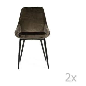 Set 2 scaune cu tapițerie din catifea tenzo lex, maro gri