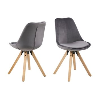 Set 2 scaune actona damia velvet, gri