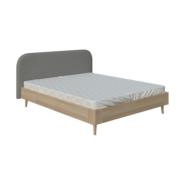 Šedá dvoulůžková postel ProSpánek Lagom Plain Wood, 160 x 200 cm