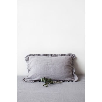 Față de pernă din in cu tiv plisat linen tales, 50 x 60 cm, gri deschis
