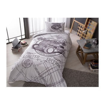 Lenjerie cu cearșaf din bumbac ranforce pentru pat dublu rods grey, 160 x 220 cm