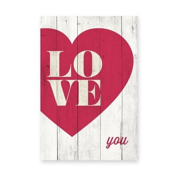 Tablou din lemn de pin really nice things love you, 40 x 60 cm