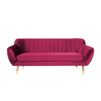 Canapea cu tapițerie din catifea Mazzini Sofas Benito, roz, 188 cm