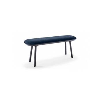 Bancă tapițată din catifea emko naïve, 140 cm, albastru-negru