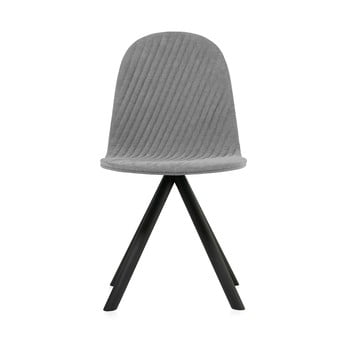 Scaun cu picioare negre iker mannequin stripe, gri