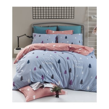 Lenjerie de pat cu cearșaf din bumbac ranforce, pentru pat dublu mijolnir takeme light blue, 200 x 220 cm