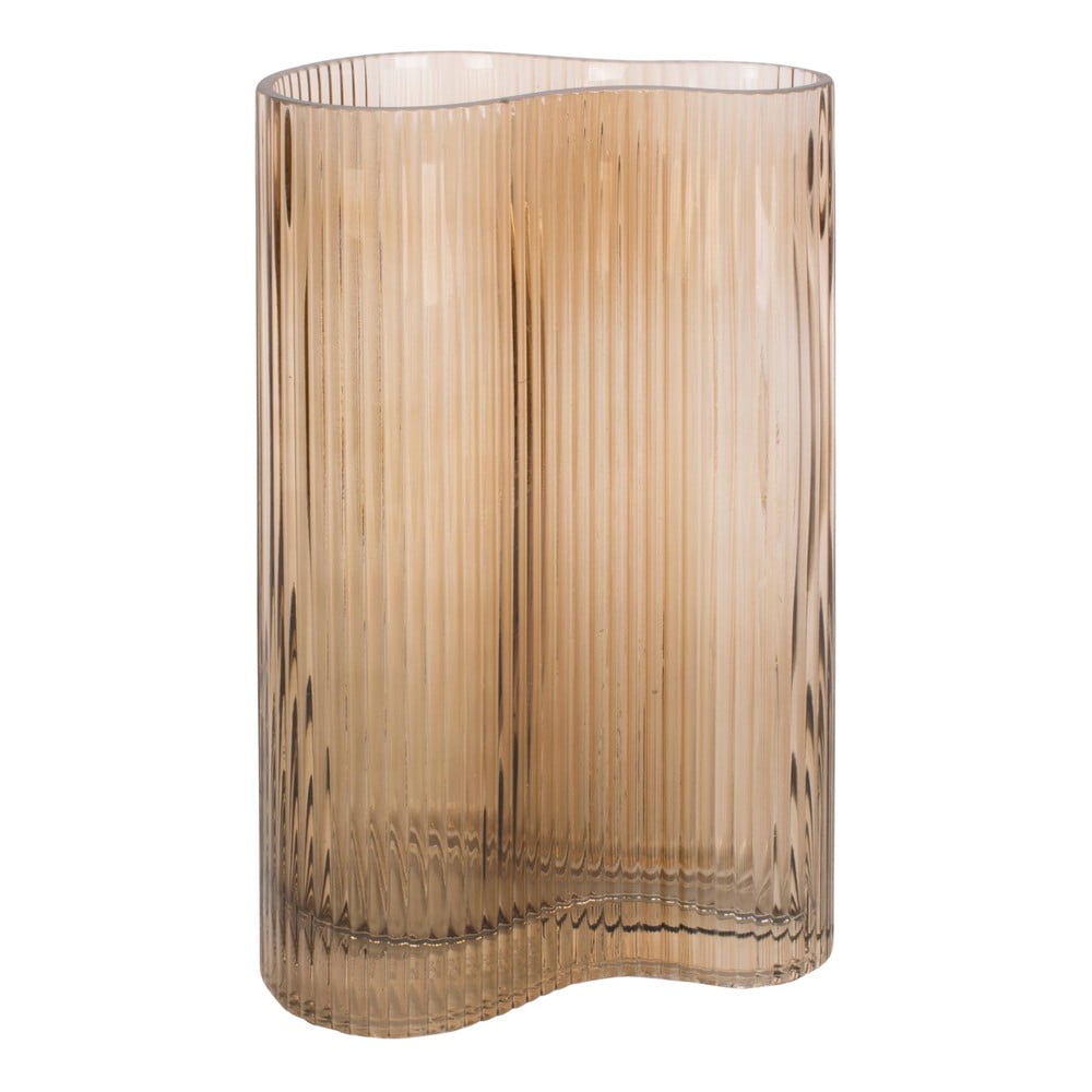 Světle hnědá skleněná váza PT LIVING Wave, výška 27 cm