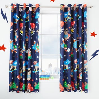 Set 2 draperii pentru camera copiilor catherine lansfield super dog, 168 x 183 cm, albastru