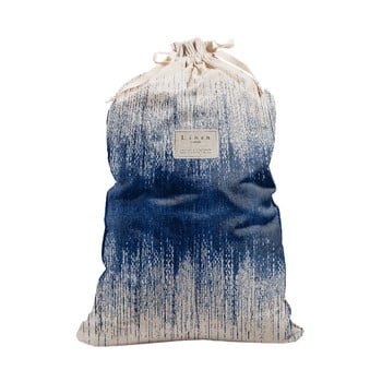 Sac textil pentru rufe linen bag blue hippy, înălțime 75 cm
