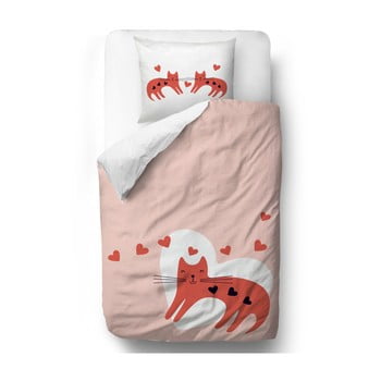 Lenjerie de pat din bumbac satinat butter kings hearty kittens, 200 x 200 cm