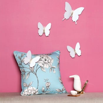 Set 12 autocolante cu efect 3d ambiance diamond butterflies, alb