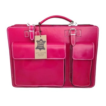 Servietă din piele chicca borse gaia, fucsia