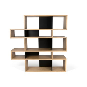 Bibliotecă cu detalii negre mate temahome london, 34 x 160 cm, maro