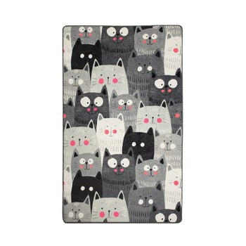 Covor antiderapant pentru copii chilai cats, 100 x 160 cm, gri