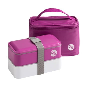 Set husă frigorifică și cutie pentru gustări Premier Housewares Grub Tub, 21 x 13 cm, roz închis