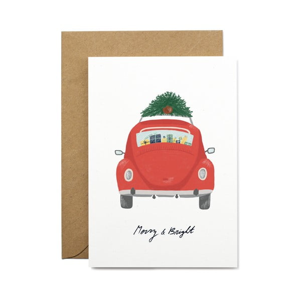 Vánoční přáníčko z recyklovaného papíru s obálkou Printintin Merry & Bright, formát A6