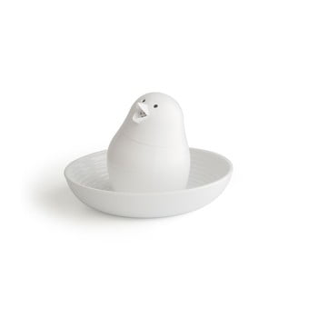 Solniță cu suport pentru ou Qualy&CO Jib-Jib Shaker, alb imagine