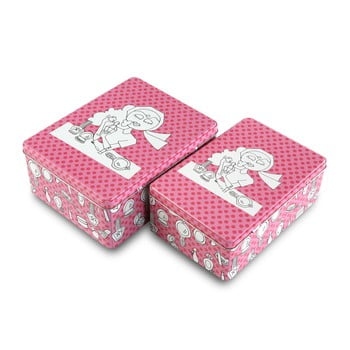 Set 2 cutii din metal pentru cosmetice versa, roz