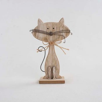 Decorațiune din lemn în formă de pisică dakls cats, înălțime 25 cm