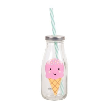 Sticlă cu pai și capac Sass & Belle Ice Cream Mini Milk Bottle