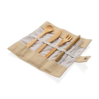 Set de tacâmuri de călătorie din bambus reutilizabile xd collection