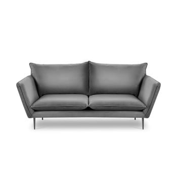 Canapea cu 3 locuri din catifea mazzini sofas acacia, lungime 205 cm, gri