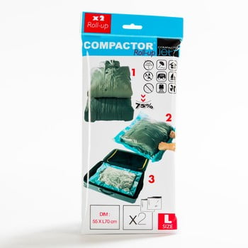 Set 2 saci pentru stocat îmbrăcăminte cu vacuum compactor blue l