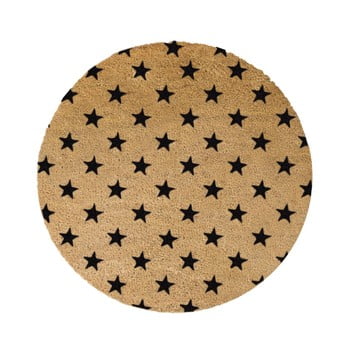 Covor intrare rotund artsy doormats stars, ⌀ 70 cm, negru