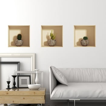 Set 3 autocolante cu efect 3d ambiance vases