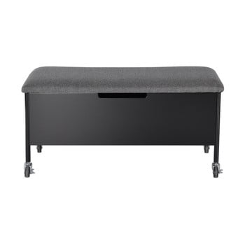 Bancă cu roți și spațiu de depozitare rge sture, 90 x 40 cm, negru