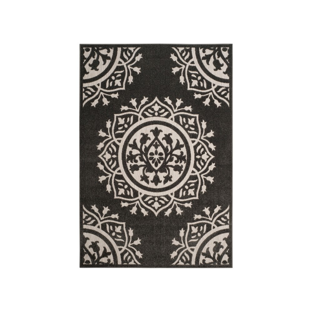 Černokrémový koberec vhodný do exteriéru Safavieh Delancy, 231 x 160 cm