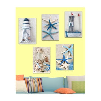 Set 5 tablouri tablo center blue sea