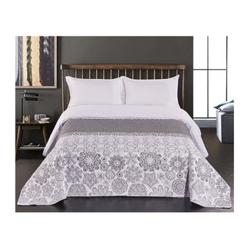 Cuvertură reversibilă din microfibră decoking alhambra, 260 x 280 cm, alb - gri
