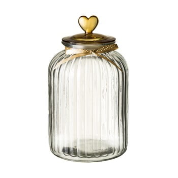Recipient din sticlă cu capac Unimasa Heart, 5,4 l, auriu imagine