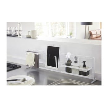Suport/panou pentru accesorii de bucătărie yamazaki tower grid, 80 x 21 cm, alb