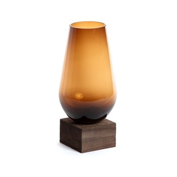 Vază din sticlă la forma salong, adâncime 30 cm, maro