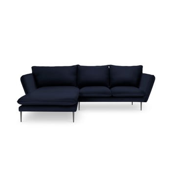 Colțar pe partea stângă cu 5 locuri din catifea mazzini sofas acacia, albastru închis