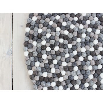 Covor cu bile din lână wooldot ball rugs, ⌀ 90 cm, alb - gri