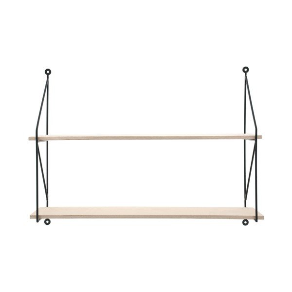 Nástěnná dvoupatrová police z překližky Compactor Frida, délka 60 cm